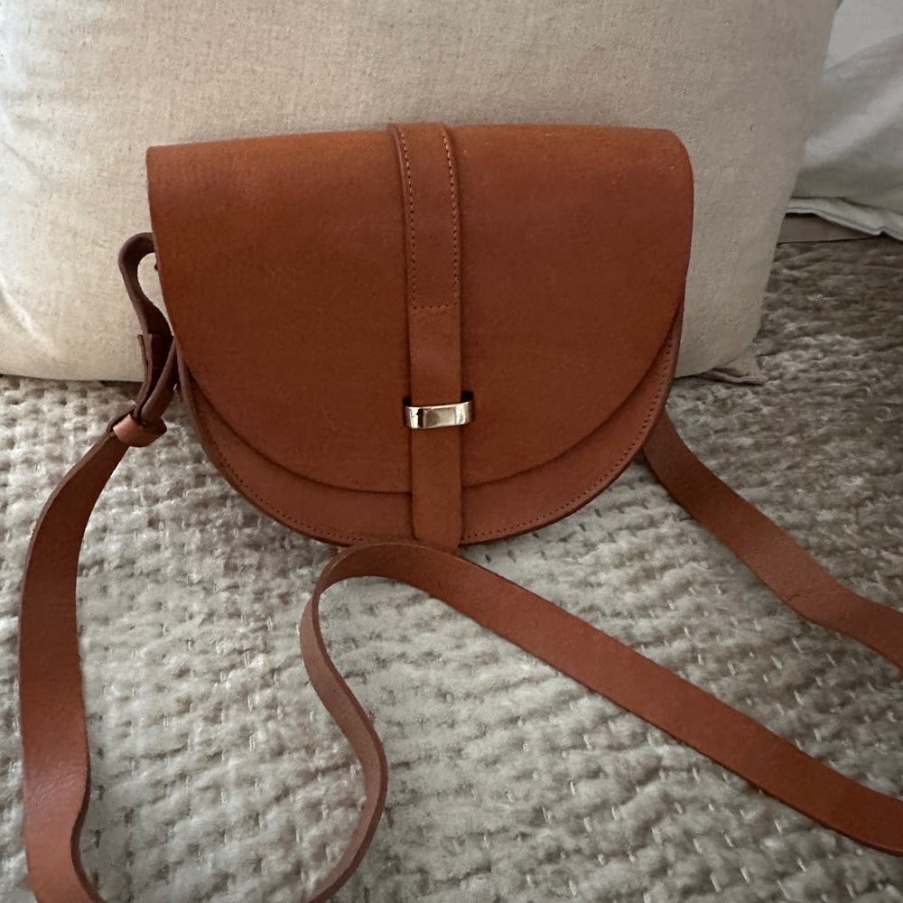 Sezane Brown Crossbody Bag with Gold Accent